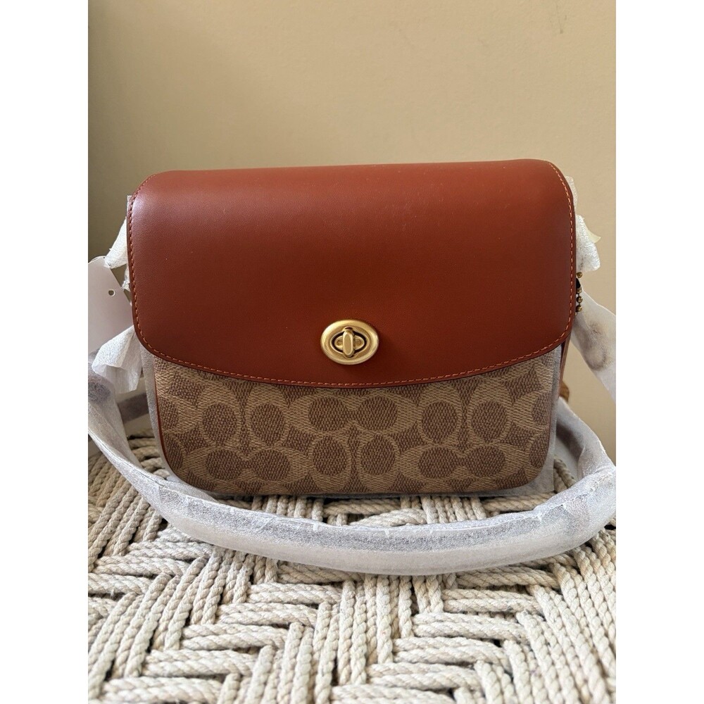 Coach Cassie 19 Signature Tan Rust Brown Leather Crossbody Bag Purse Handbag NWT